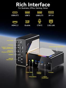 GMKtec EVO-T1 AI Mini PC Intel Core Ultra 9 285H DDR5 5600 USB4 Dual 2.5G LAN WiFi 6 BT5.2 Windows 11 Pro Gaming Desktop