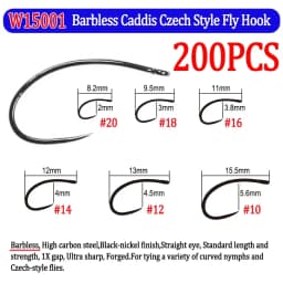 200pcs Barbed and Barbless Fishing Fly Hook Nymphs Pupa Egg Fly Dry Fly Wet Fly Jig Nymph Hook Caddis Streamer Fly Tying Hook