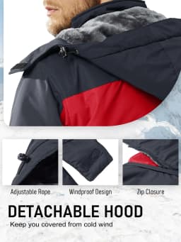 MAGCOMSEN Men's Ski Jacket Winter Warm Wool Parka Warm Thick Coat Windproof Rainproof Snowproof Hiking Men's Snowboard Jacket
