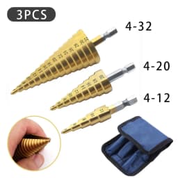 3pcs 1 / 4 " Titanium Coated Metal Hex Core Drill Bits Hss Step Drill Bit Set Cone Hole Cutter Taper Metric 4 - 12 / 20 / 32mm