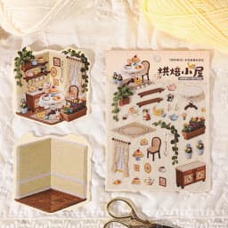 Journal GO Creative 3D Scenes Cartoon Landscape Stickers Spring diy Sticker for Gift Card Collage Junk Journal Scrapbook Decor