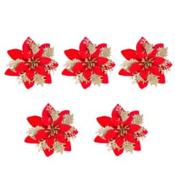 5/10pcs Christmas Flowers Christmas Tree Decorations for Home Fake Glitter Artifical Flowers Xmas Ornaments New Year Decorations