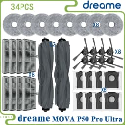 Fit For (Dreame X40 Ultra / L40 Ultra, MOVA P50 Pro Ultra /P10 Pro Ultra) Main Roller Tricut Brush Filter Mop Cloth Dust Bag