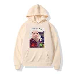 John Pork Is Calling Answer Call Phone Hoodie Humor Funny Pig Meme Graphic Hoodies Fashion Long Sleeve Loose Man Sweatshirt