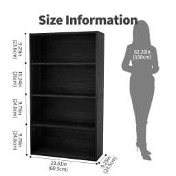 JHK 3-4 Tier Wooden Shelf Bookcase Tall Floor Standing Open Bookshelf for Living Room and Home Office Personalized Storage