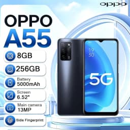 5G LTE OPPO A55 6.52" Display 8+256GB 13MP AI Main Cam 5000mAh Battery 18W Fast Charge New Arrival Dual SIM Unlocked Smartphone