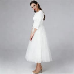Customized Boho Simple Satin Midi Wedding Dresses for Bride Tea Length 3/4 Sleeves Short Bridal Gowns A Line Vestido De Noiva