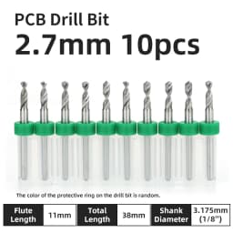 TOOLEYE 10pcs PCB Drill Bit Set Micro Drills Printed Circuit Board 1/8" Shank Mini CNC Drill Bits 0.1-3.175mm Drilling Tools