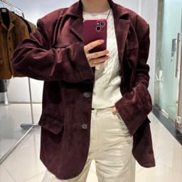 YOLOAgain Women's Oversized Suede Leather Blazer Single Breasted Real Leather Jacket Female 2025 Spring