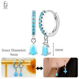 925 Sterling Silver Needle Exquisite Turquoise Silver Earrings for Women Blue Crystal Geometry Pendant Earrings Luxury Jewelry