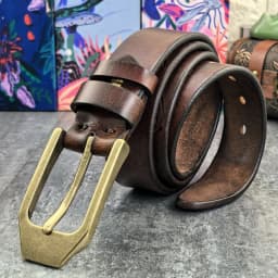 Retro Brass Belt Buckle Top Thick Genuine Leather Belt For Men Ceinture Leather Man Belt Vintage Cowboy Waist Belt Men MBT0020