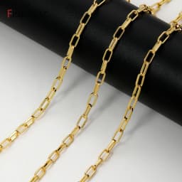 18K Gold Plated Brass Square Link Chain,3.8*7.7mm Paperclip Chain Oval Link Chain for DIY jewelry making accessories