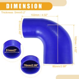 UXCELL 51mm ID to 63mm ID 51mm ID to 76mm ID Universal 90 Degree Elbow Silicone Hose Coupler Turbo Intercooler Intake Piping