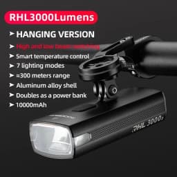 ROCKBROS Bicycle Front Light Headlight 3000LM 10000mAh MTB Bike Light Hanging Version Waterproof Cycling Bicycle Lamp Flashlight