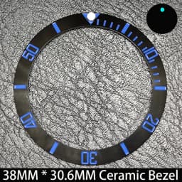 Sloping 38mm * 30.6mm Ceramic/Aluminum Blue Luminous Bezel GMT and Diving Watch Insert Fit for 40mm Watch Case Replacement Watch