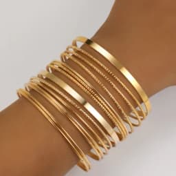 12pcs Punk Gold Color Chain Bracelets Set for Women Boho Thick Charm Curb Cuban Bracelet Bangles Fashion Jewelry Gift 2024 New