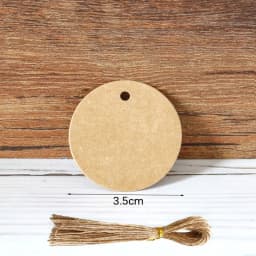 100pcs 3-5cm Round Kraft Paper Tags with Strings Wedding Birthday Christmas Party Gift Hang Tag Labels Packaging Supplies Decor