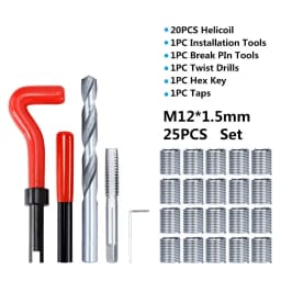 XCAN Thread Repair Kit M3 M4 M5 M6 M8 M10 M12 M14 Screw Thread Inserts For Restoring Damaged Threads Repair Tools Drill Bit