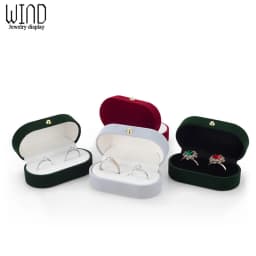 Wedding Ring Packaging Box Ear Studs Holder Velvet Engagement Couple Ring Box Valentine Gift Double Rings Storage Display Case
