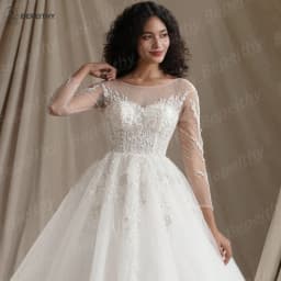 BEPEITHY Customized Muslim Long Sleeves Wedding Dresses 2026 Winter Women Princess Bridal Ivory Luxury Glitter Ball Gown Bride