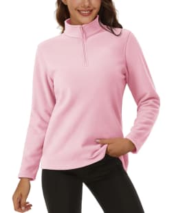 TACVASEN Stand Collar 1/4 Zip Fleece Pullover Womens Outdoor Sports Casual Tops Autumn Winter Lightweight Soft Warm Sweatshirt