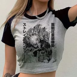 Bakugo Katsuki cropped top shoujo 2000s meme baddie goth funny t shirt anime cutecore gyaru goth cute