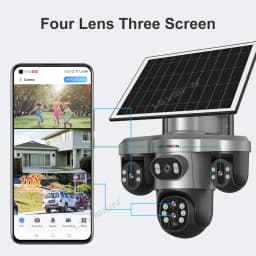 LS VISION 20MP 10X Optical Zoom 4G Solar Camera Outdoor WiFi Three Screen 3PTZ 360° Auto Tracking Security CCTV Camera V380 Pro