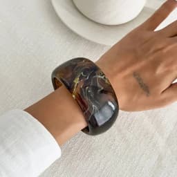 IngeSight.Z 3 Style Vintage Geometry Resin Acrylic Thick Wide Bracelets for Women Punk Geometry Round Bangles Steampunk Jewelry
