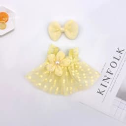 Polka Dot Tulle Doll Dress Flower Bow Mini Skirt For OB11 1/12 BJD 10cm Cotton Plush Doll Dress Up Accessories Only Clothes