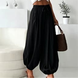 New 2026 Women's Autumn Loose Drawstring Wide Leg Long Lantern Pants Vintage Draped Fashion Casual Women's Harem Pants