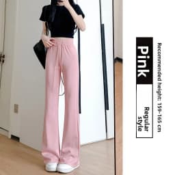 Gray High Waist Bell Bottom Pants Women's Summer Casual Sports Sweatpants Small Size Slimming  Hoof Pants