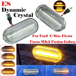 2PCS Scroll Blinker Lamp Dynamic Flashing LED Turn Signal Side Marker Light For Ford C-Max Fiesta MK6 Focus MK2 Fusion Galaxy