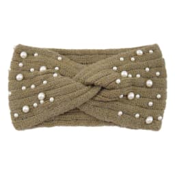 Pearl Headband Winter Ear Warmer Knitted Cross Headwrap Turban Wide Brim Headwear for Women Girls Fashion Hair Accessories