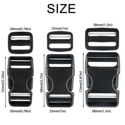 4 Sets Buckles for Straps, Release Buckle Plastic Clip Dual Adjustable, for Luggage Nylon Strap Webbing Outdoor Backpack