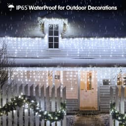 Outdoor Solar Icicle Lights Cool White Christmas Light with 8 LIghting Modes for Eves House Roof Holiday Wedding Decorations
