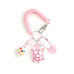 Creative Candy Color Flower Heart Pendant Keychain Cute Small Flower Key Ring Bag Pendant Accessories Luminous Turtle Pendant
