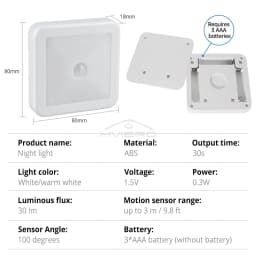 LED Night Light Smart Motion Sensor Battery USB Charging Operated Bedside Lamp Living Room Hallway Pathway Toilet Home Lighting