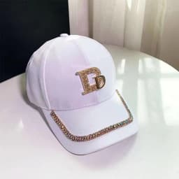 Female Baseball Cap Letter M&d Rhinestones Korean Version Of Female Leisure Hat Outdoor Sports Motorcycle Cap Street Wind Visor