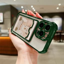Luxury Plating Transparent Wallet Card Holder Phone Case For iPhone 15 14 13 12 11 Pro Max Plus Card Slot Shockproof Soft Cover