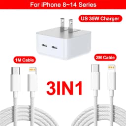 For Apple Original PD 35W Dual Type C Charger For iPhone 17 Air 13 12 11 14 15 16 Pro Max Plus iPad Charger Fast Charging Cable