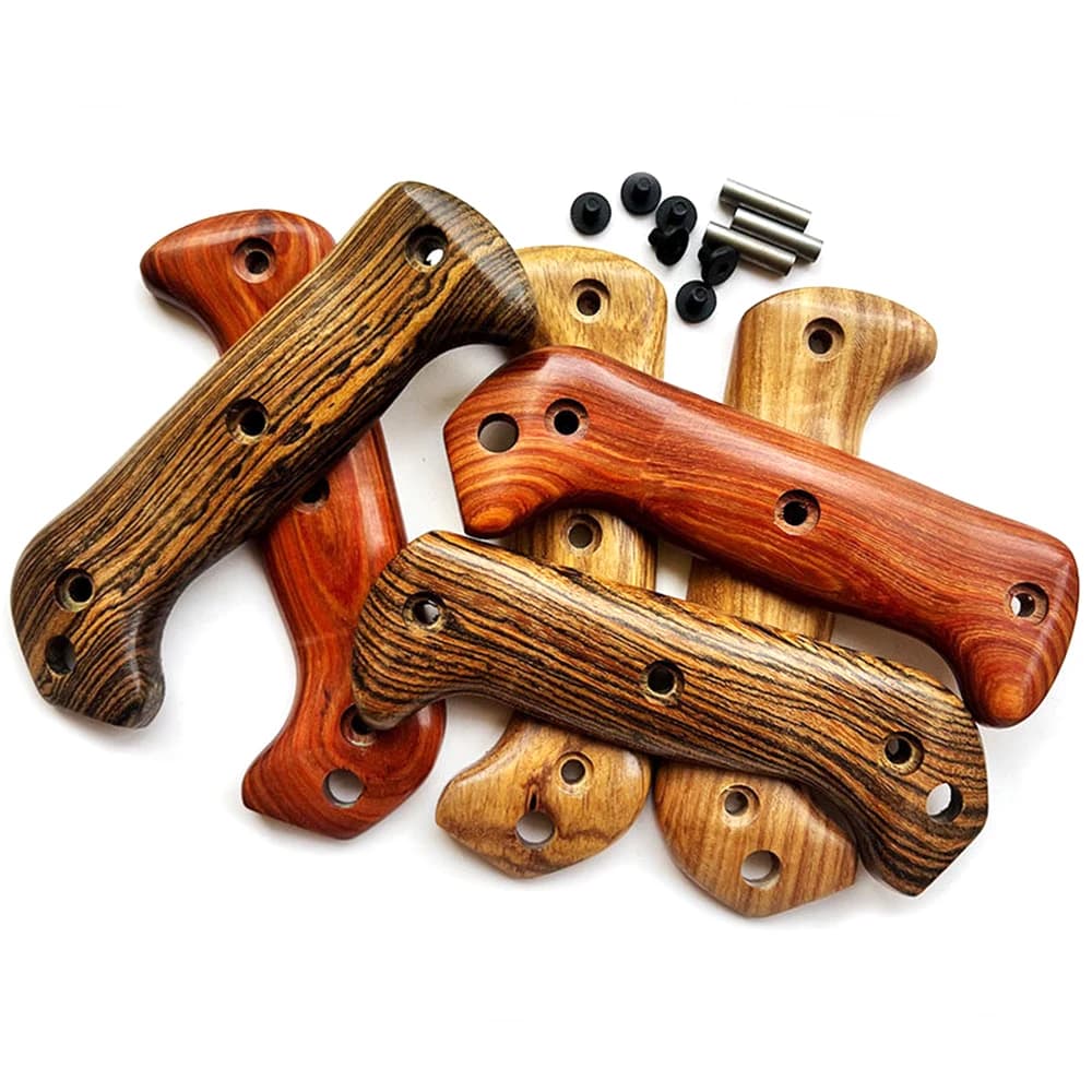 1pair Natural Solid Wood Handle Patch for KB Bk2 Knife Handle Modification Parts with Screw Knife Handle Grips DIY Accessories