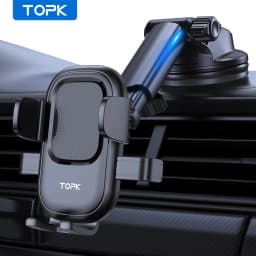 TOPK Car Phone Holder Mount Suction Cup Strong Grip Adjustable Dashboard/Windshield Stand Fit for All Smartphones iOS/Android