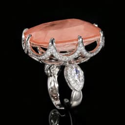 Large Cushion Cut Pink Rose Quartz Pendant Necklace Adjustable Ring Red Ruby Accent Statement Jewelry for Women Party Gift