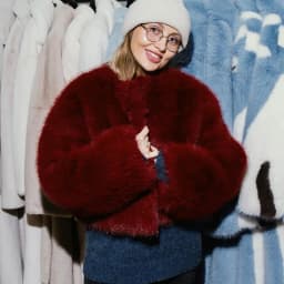 Neo Mint 2025 Ancora Red Christmas New Year Fur Coat Women Cropped Faux Fox Fur Jacket Chic Trendy Fluffy Furry Outerwear Female