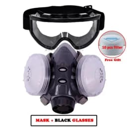 Half Face Dust Mask With Safety Goggles Dual Filters KN95 Filter Dust-proof Respirator For Carpenter Builder Polishing Work Safe