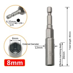 6mm -19mm Deepen Inner Hexagon Sleeve Electric Drill Sleeve Pneumatic Socket Head for Nut Wrench Hand Tools Electric Screwdriver