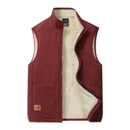 2025 Autumn and Winter Lambswool Vests Men New Warm Padded Stand-up Collar Large Size Casual Versatile Trend Jacket Shoulders