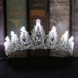 Bride Princess Crown Tiara Glowing Rhinestone LED Light Headwear Hair Accessory For Wedding Cosplay Party Hair Decor Jewelry