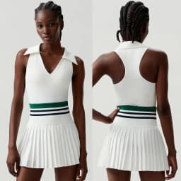Women Two Pieces Yoga Set Solid Color Gym Top Tennis Skirt Sports Suit Breathable Quick Dry Short Sportswear Workout Clothes
