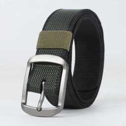 New multi-hole canvas belt for men with a button fastener, versatile denim belt for students and young people, Korean version, e